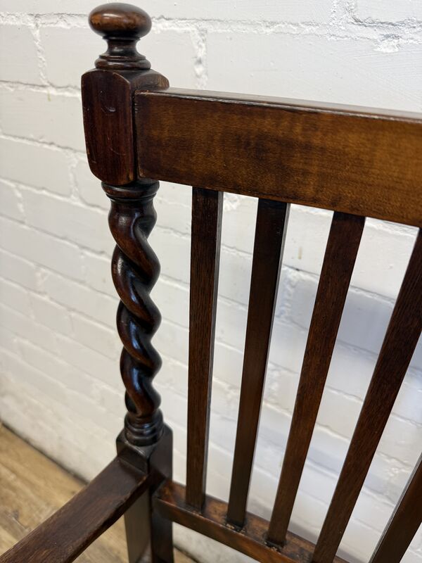 Late 19th Century Arts &amp; Crafts Oak Barley Twist Bergère Armchair - product images  of 