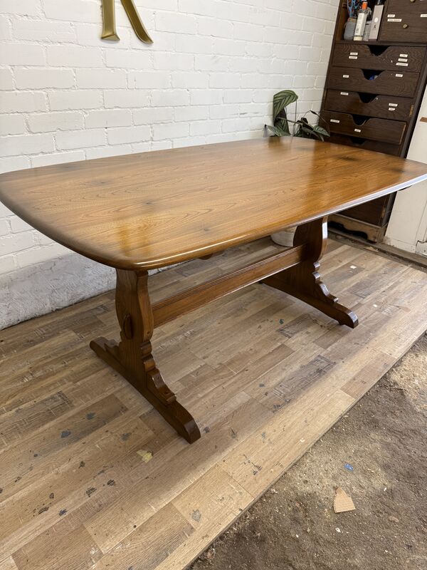 1981 Ercol Model 756 Solid Elm Refectory Dining Table - product images  of 