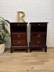 Pair,of,Vintage,Stag,Minstrel,Narrow,Bedside,Tables,–,Original,Mahogany,Pair of Vintage Stag Minstrel Narrow Bedside Tables – Original Mahogany