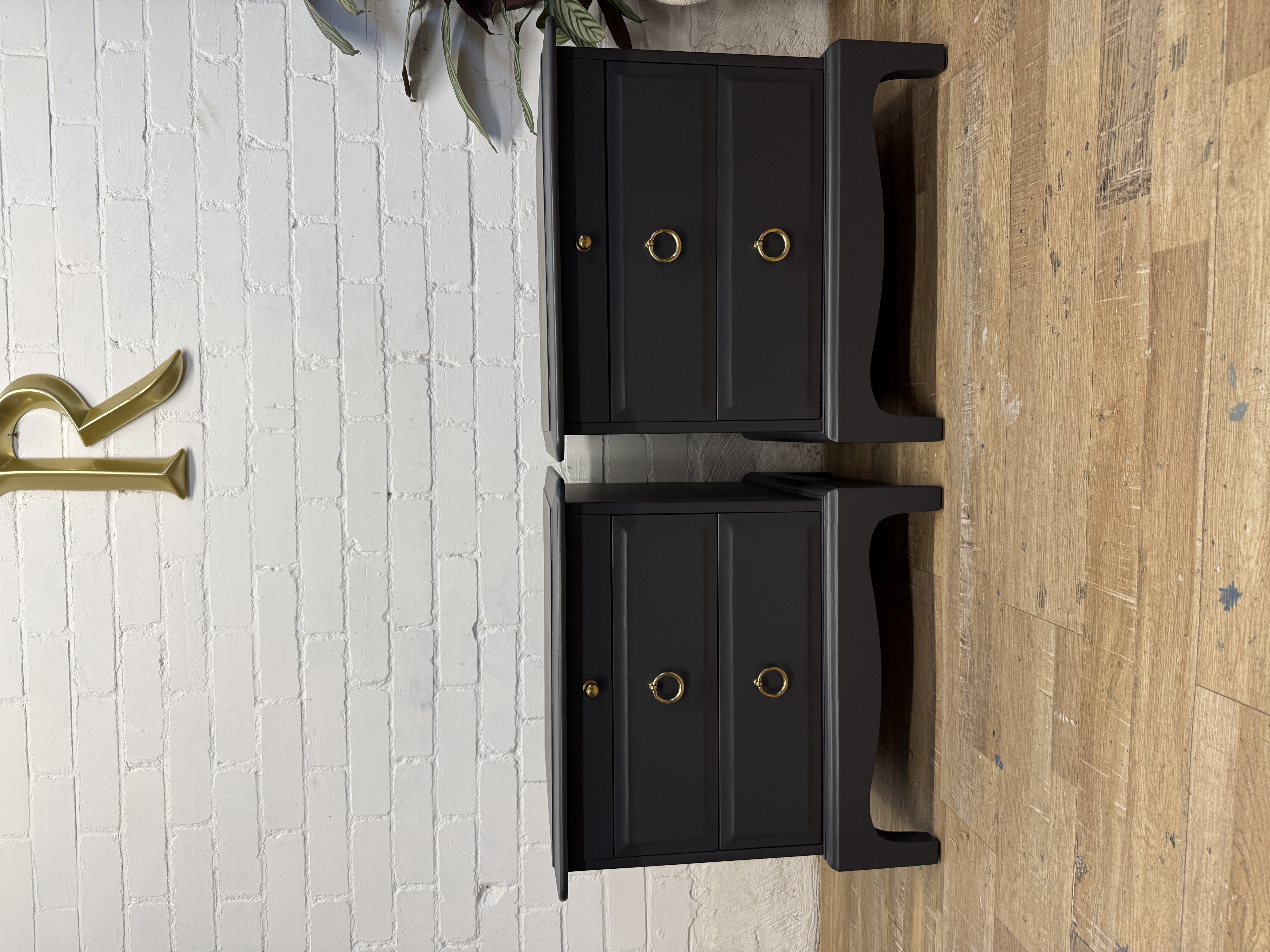 Pair,of,Stag,Minstrel,Bedside,Tables,–,Painted,in,Benjamin,Moore,Black,Iron,Pair of Stag Minstrel Bedside Tables – Painted in Benjamin Moore Black Iron