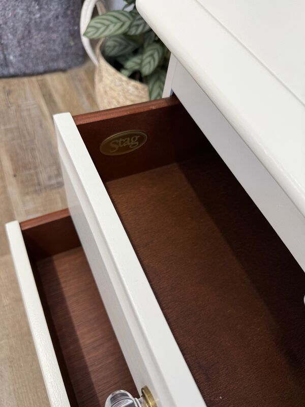 Pair of Stag Minstrel Bedside Tables – Hand Painted in Farrow &amp; Ball Joa’s White - product images  of 