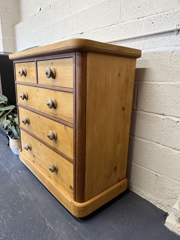 Large Antique Victorian Pine &amp; Mahogany Chest of Drawers - product images  of 