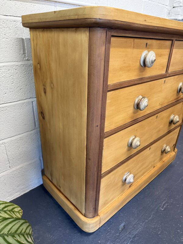 Large Antique Victorian Pine &amp; Mahogany Chest of Drawers - product images  of 