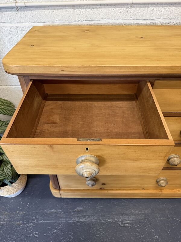 Large Antique Victorian Pine &amp; Mahogany Chest of Drawers - product images  of 