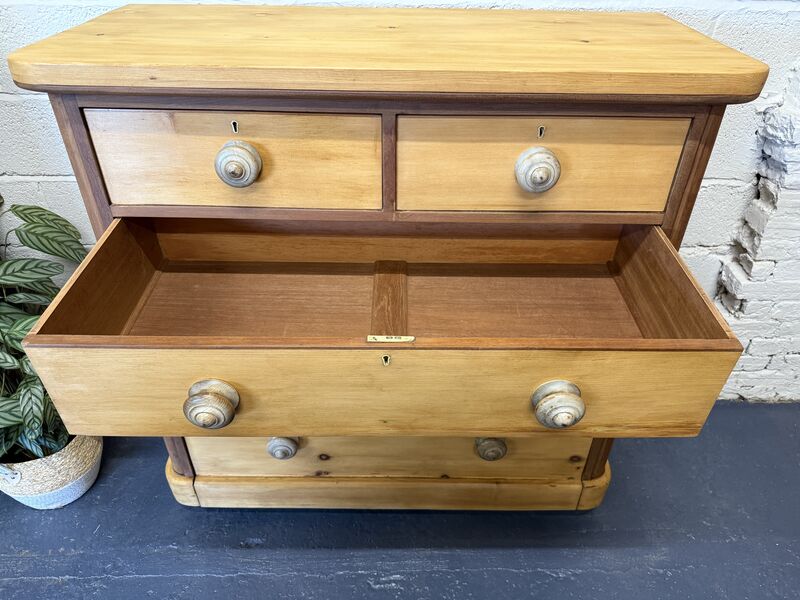 Large Antique Victorian Pine &amp; Mahogany Chest of Drawers - product images  of 
