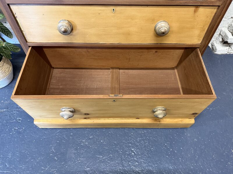 Large Antique Victorian Pine &amp; Mahogany Chest of Drawers - product images  of 