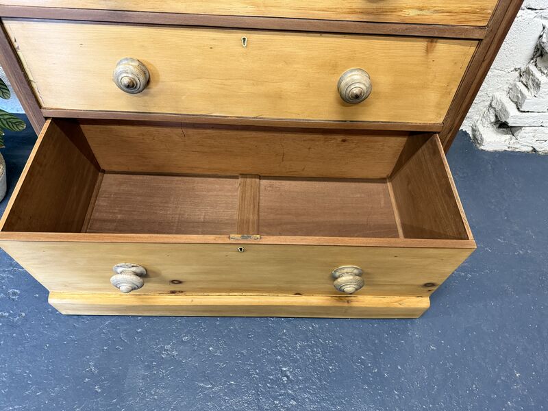 Large Antique Victorian Pine &amp; Mahogany Chest of Drawers - product images  of 