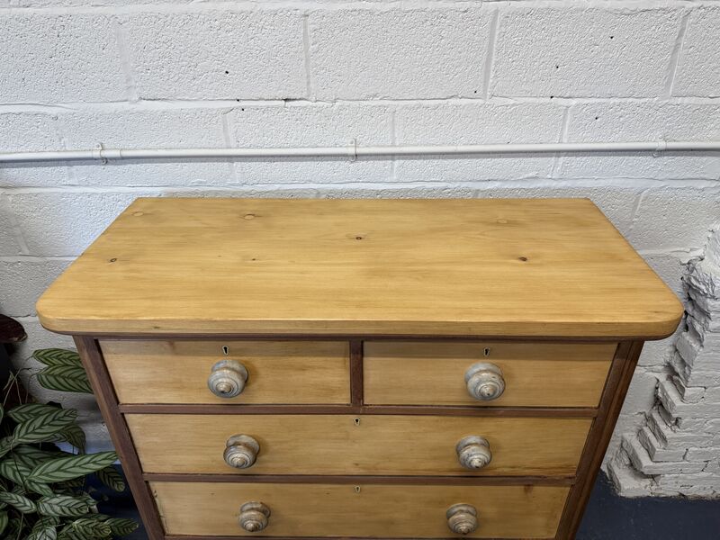 Large Antique Victorian Pine &amp; Mahogany Chest of Drawers - product images  of 