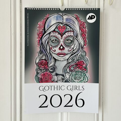 2026,Gothic,Girls,Calendar,A4,calendar, 2026, gothic, girls, women, witches, magic, comics, art, illustration, dark, wall