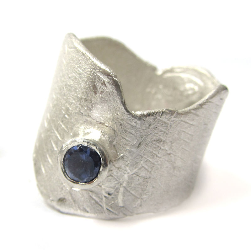 Sculptural Large Sterling silver Fashionista Ring with a blue Iolite Gemstone - product images  of 