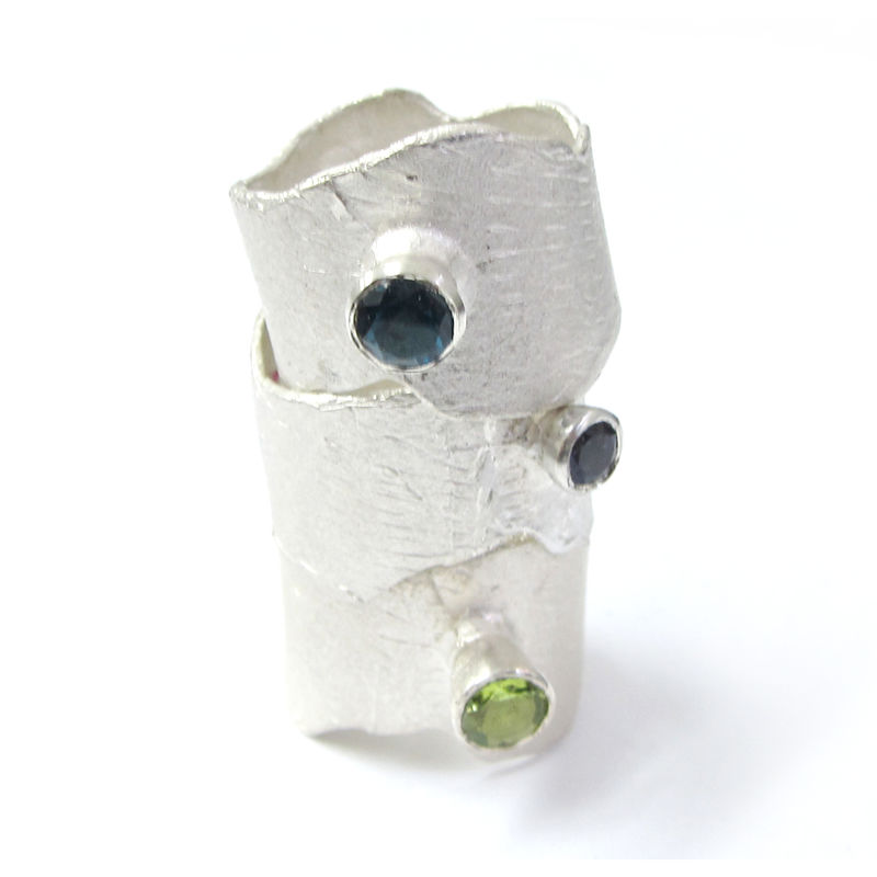 Sculptural Large Sterling silver Fashionista Ring with a blue Iolite Gemstone - product images  of 