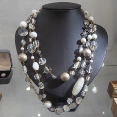 Cool,as,Ice,Murano,glass,Necklace,black and white necklace, wedding necklace, bridal necklace, opera necklace long, long beaded neckacegrand sautoir, perles de verre, glass beads necklace, murano glass necklace, black and white statement necklace,handmade necklace