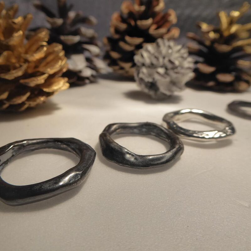 Oxidised silver ring - Organic Molten in sterling silver - product images  of 