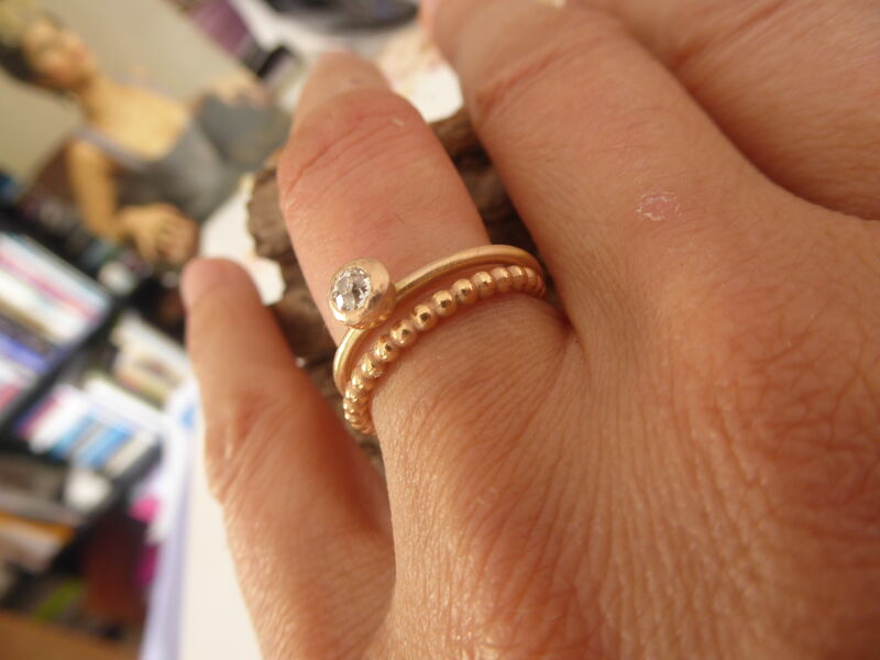 18 carat rose gold ring with diamond stacking ring - product images  of 