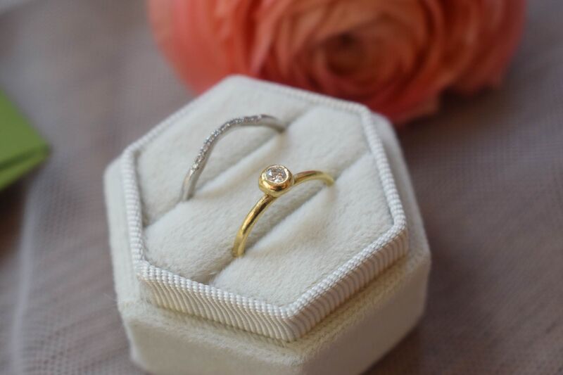 18ct Recycled White Gold Stacking Ring with Diamond - Single or Set of 3 - product images  of 