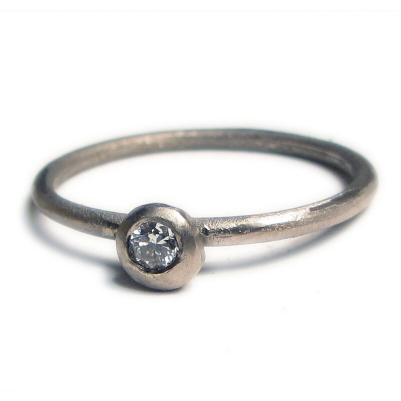 18ct Recycled White Gold Stacking Ring with Diamond - Single or Set of 3 - product images  of 