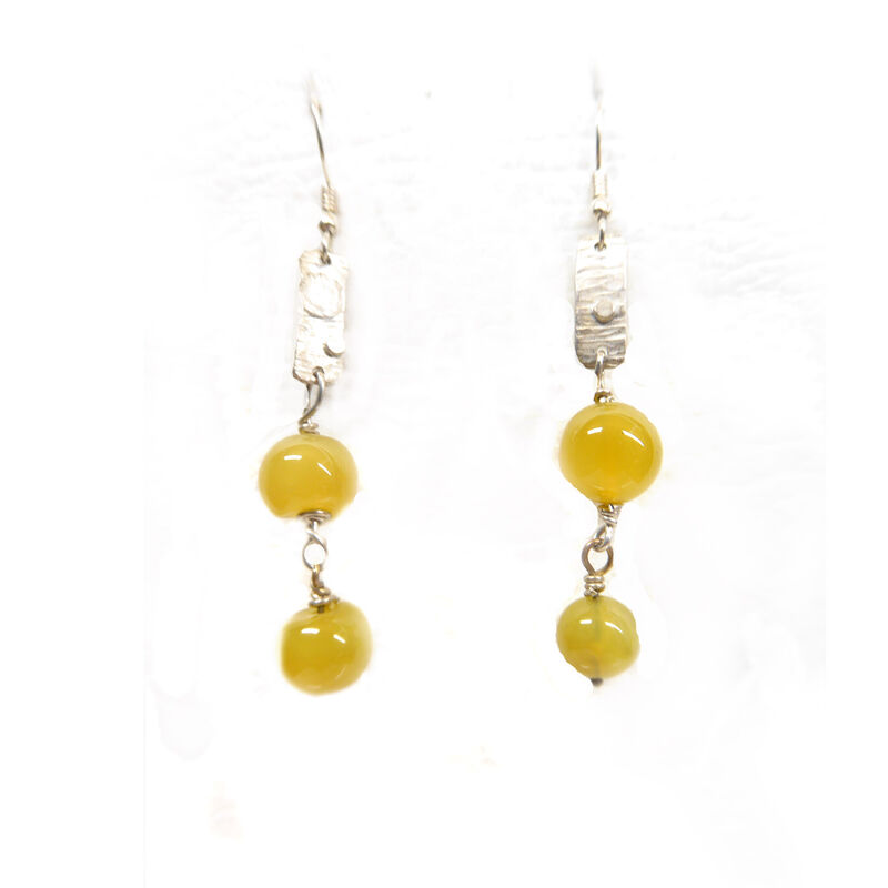 Mustard Yellow Jade Earrings in Sterling Silver - product images  of 