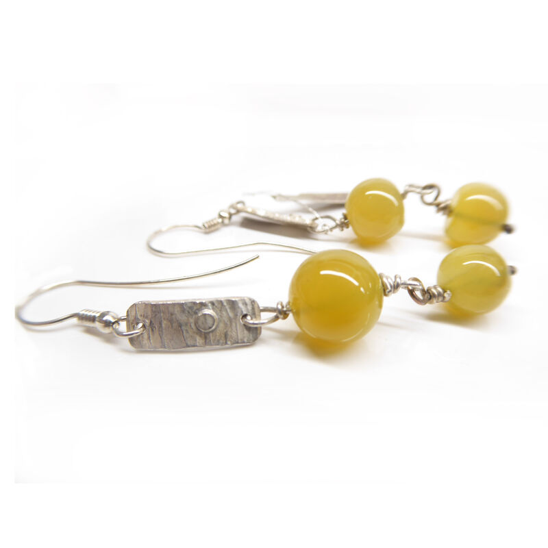Mustard Yellow Jade Earrings in Sterling Silver - product images  of 