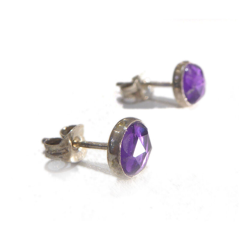 Faceted Amethyst Gold Plated Stud Earrings - product images  of 