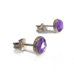 Faceted,Amethyst,Gold,Plated,Stud,Earrings,gold plated amethyst studs earrings, amethyst ear studs, purple amethyst earrings