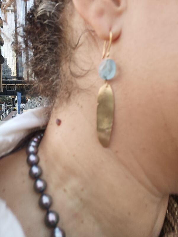 Pocahontas Blue Aquamarine Long Feathery Leaves earrings - product images  of 