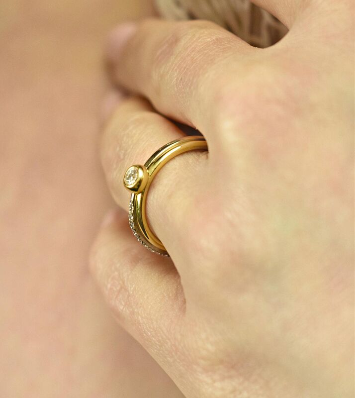 Curved Guard Ring with Diamonds in 18ct Recycled White Gold - product images  of 