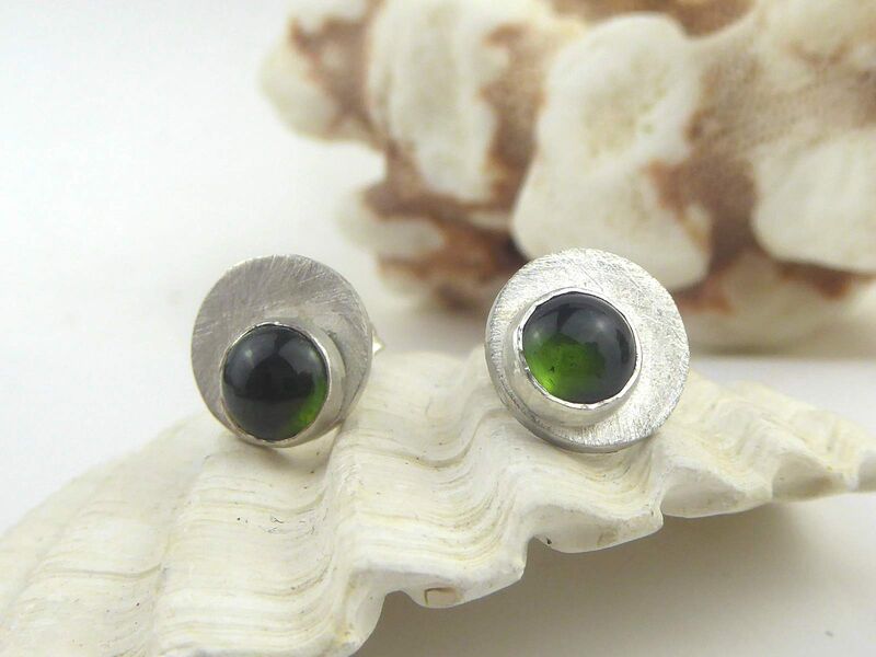 Green Tourmaline Dotty Spot Round Stud Earrings sterling silver - product images  of 