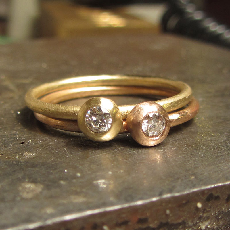 18 carat rose gold ring with diamond stacking ring - product images  of 