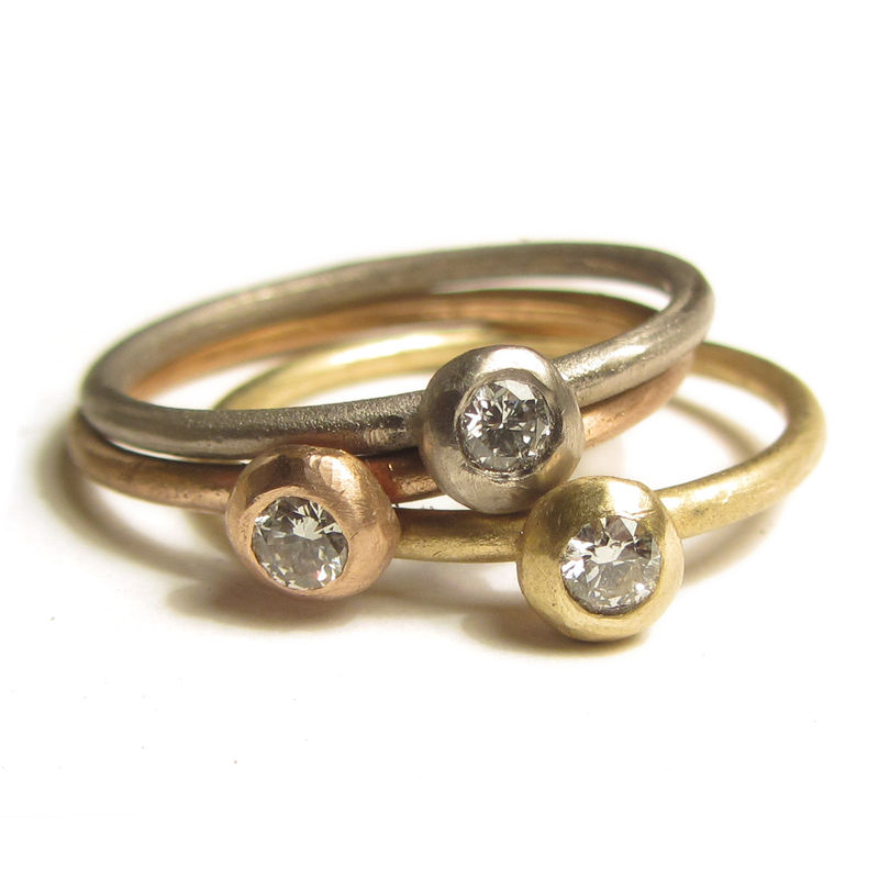 18 carat rose gold ring with diamond stacking ring - product images  of 