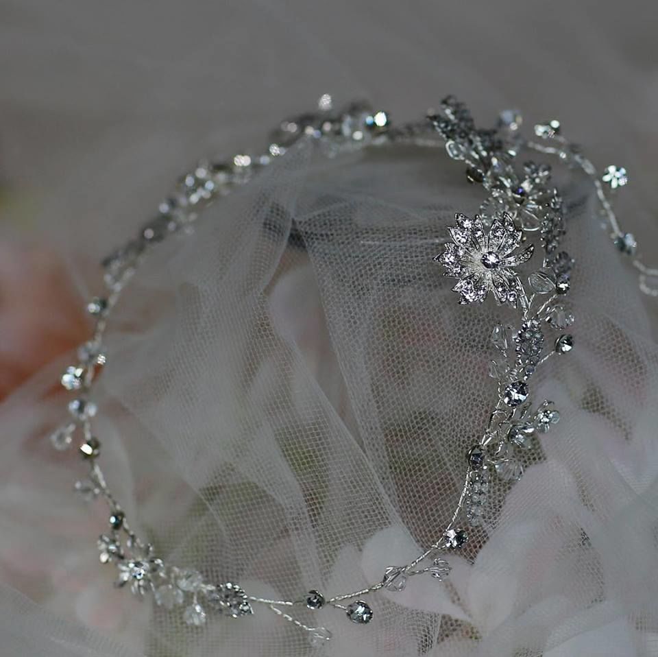 Silver Floral Wedding Hair Vine Tiarasandteirs