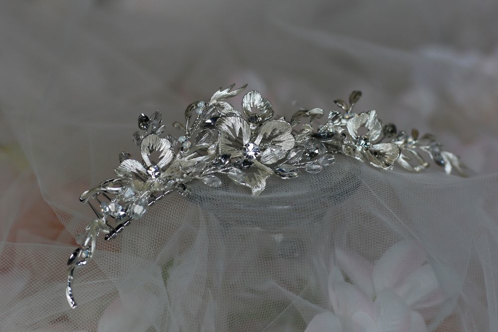 Silver And Diamante Floral Wedding Hair Comb Tiarasandteirs