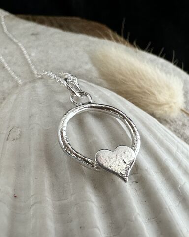 Dainty,Heart,and,Hoop,Sterling,Silver,Necklace,Handmade,In,Cornwall,Jewelry,Cornish_pebble,hammered_jewellery,recycled_silver,silver_pebbles,silver_pebble,moon_necklace,pebble_necklace,birthday_gifts,gift_idea,silver_necklace,Cornish_jewellery