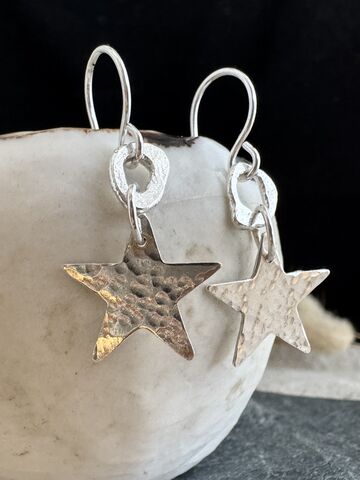 Superstar,Earrings,Sterling,Silver,Jewellery,Recycled,Cornish jewellery, zero waste jewellery, zero waste earrings, coastal jewellery, beach jewellery, silver earrings, recycled silver jewellery, molten silver jewellery
