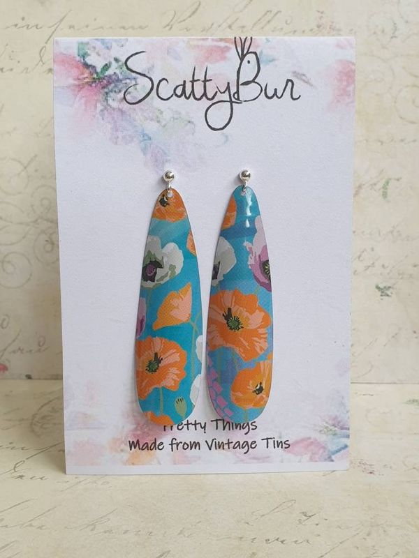 Blue and Orange Poppy Earrings - product image  