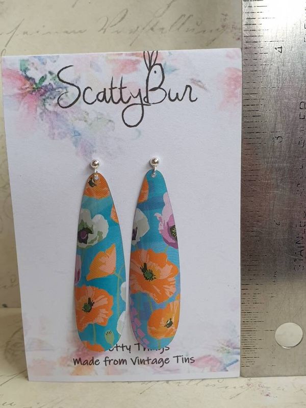 Blue and Orange Poppy Earrings - product image  