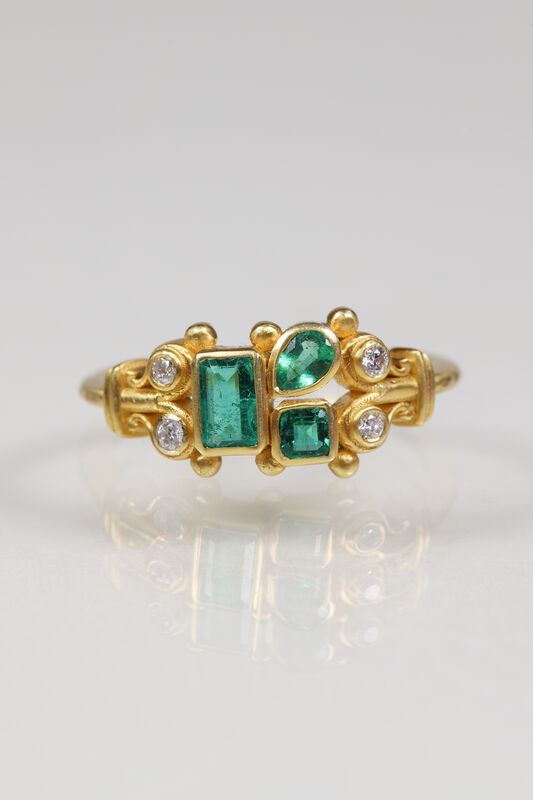 14ct Mixed Cut Emerald &amp; Diamond Ring  - product images  of 