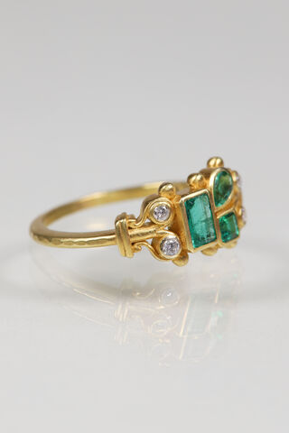 14ct Mixed Cut Emerald & Diamond Ring  - product images  of 