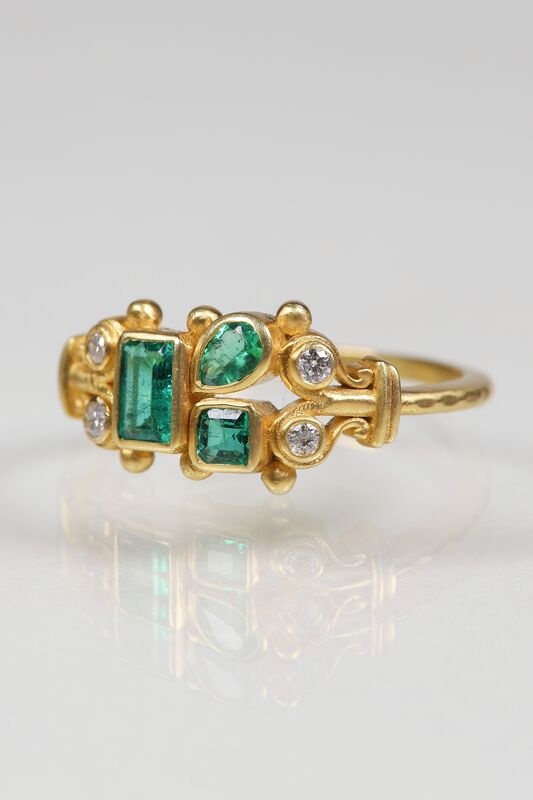 14ct Mixed Cut Emerald &amp; Diamond Ring  - product images  of 
