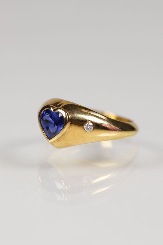 14ct Sapphire &amp; Diamond Heart Ring  - product images  of 