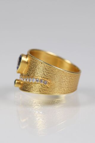 18ct Sapphire, Emerald & Diamond Shield Ring  - product images  of 