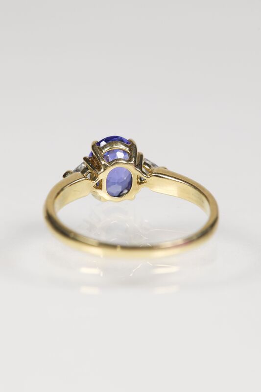 Vintage 18ct Tanzanite &amp; Trillion Cut Diamond Trilogy Ring  - product images  of 