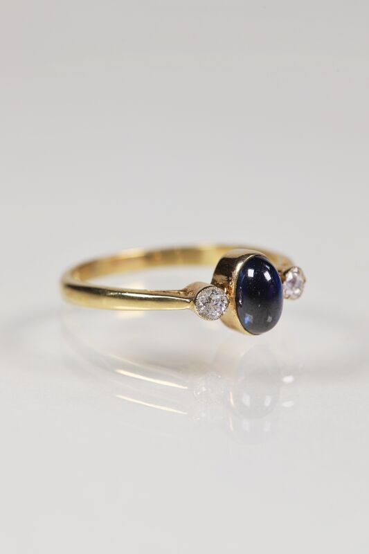 Antique 18ct Sapphire &amp; Diamond Diamond Trilogy Ring  - product images  of 