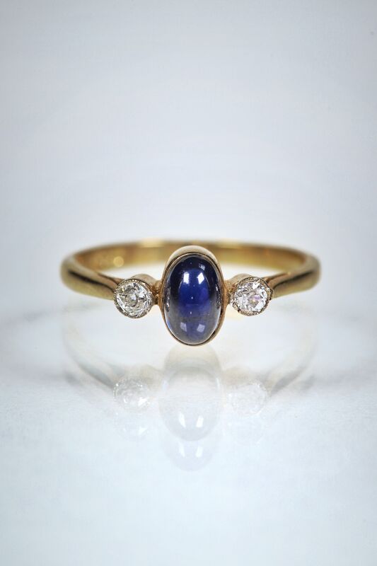 Antique 18ct Sapphire &amp; Diamond Diamond Trilogy Ring  - product images  of 