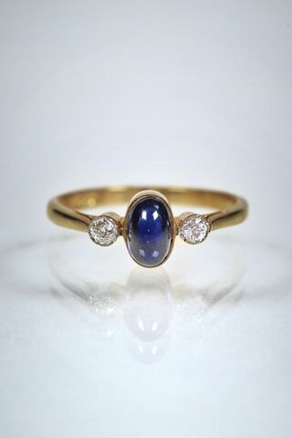 Antique 18ct Sapphire & Diamond Diamond Trilogy Ring  - product images  of 
