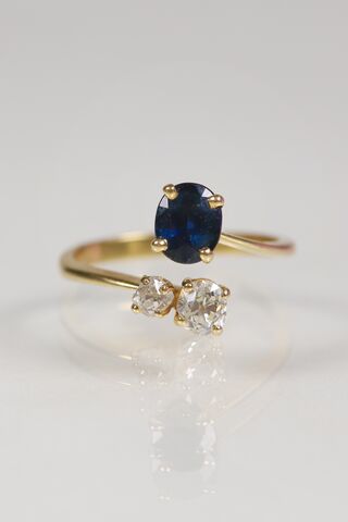Vintage,18ct,Sapphire,&,Diamond,Ring