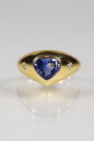 14ct,Sapphire,&,Diamond,Heart,Ring