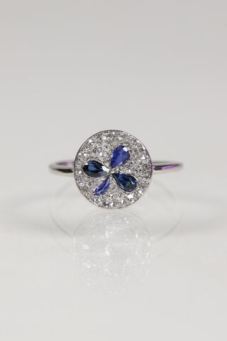 Antique,18ct,Sapphire,&,Diamond,Clover,Ring