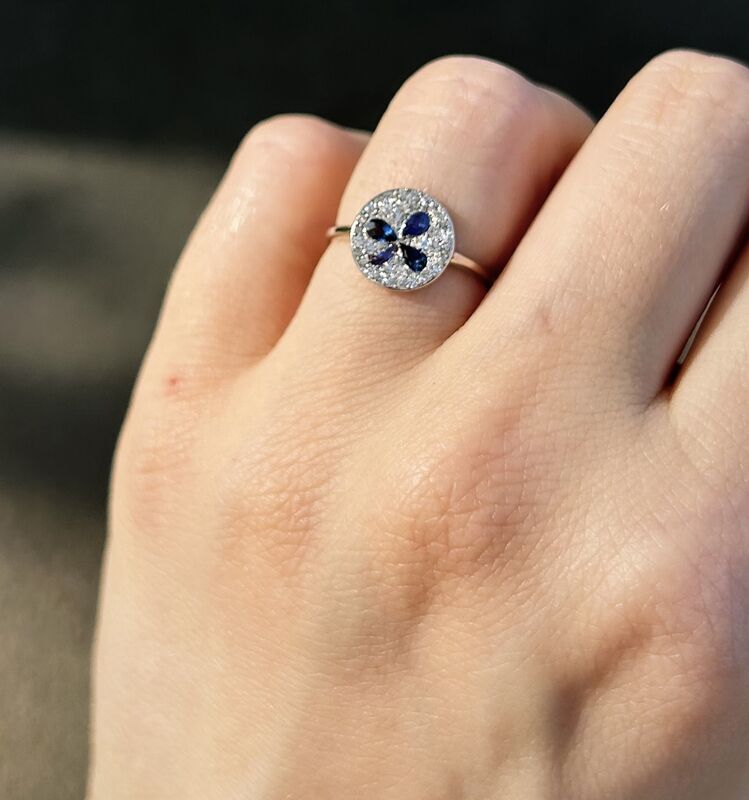 Antique 18ct Sapphire &amp; Diamond Clover Ring  - product images  of 