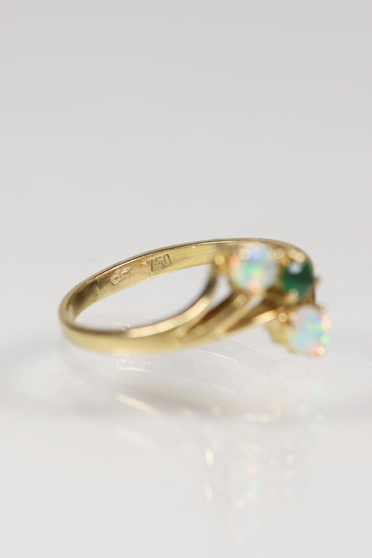 Vintage 18ct Opal &amp; Emerald Twist Ring  - product images  of 