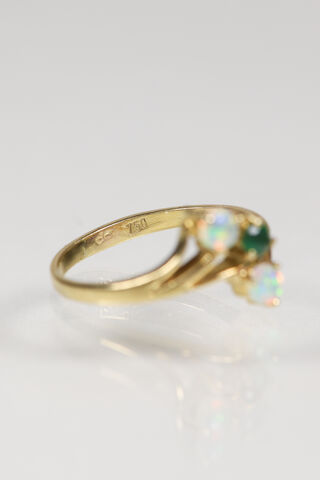 Vintage 18ct Opal & Emerald Twist Ring  - product images  of 